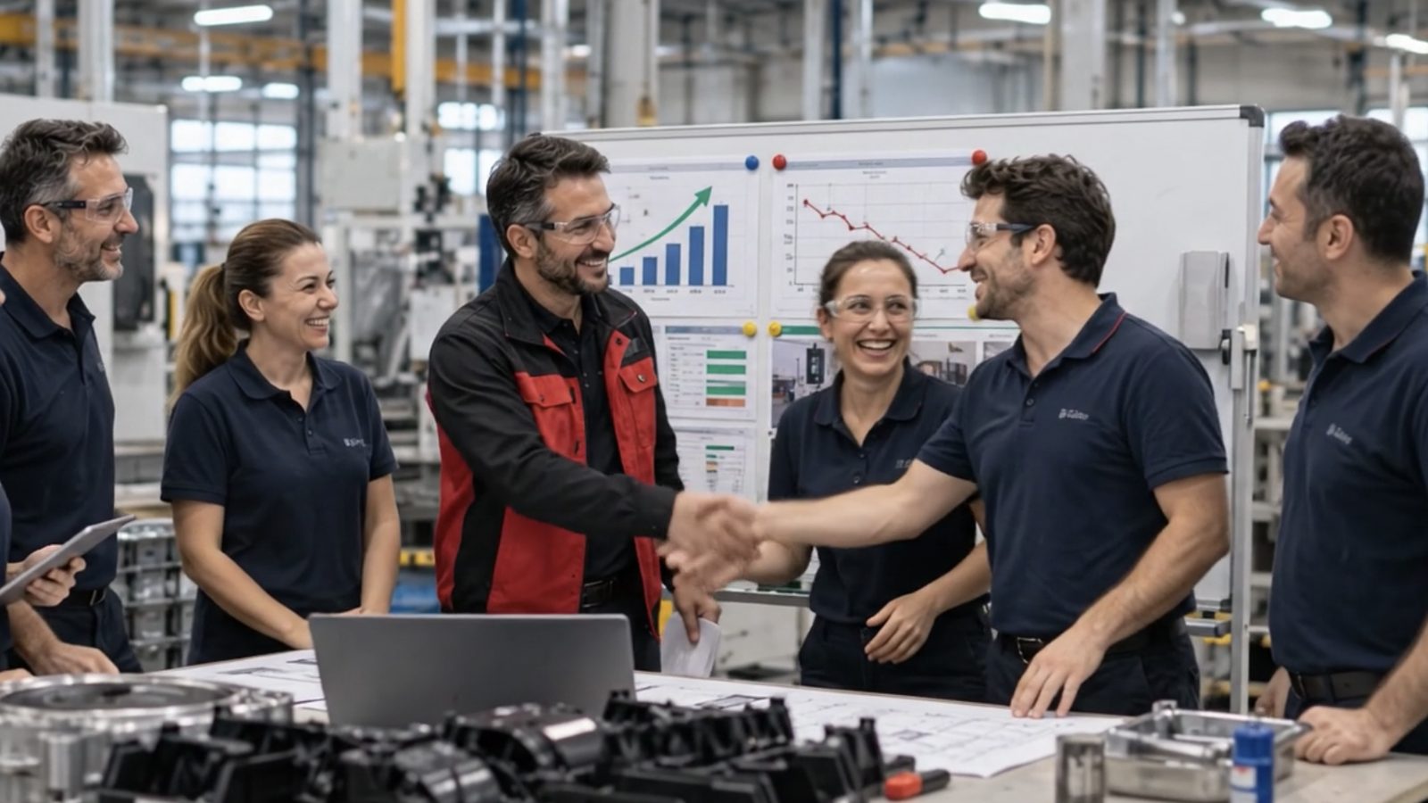 Injection and assembly flow synchronized with Kanban in construction materials manufacturing
