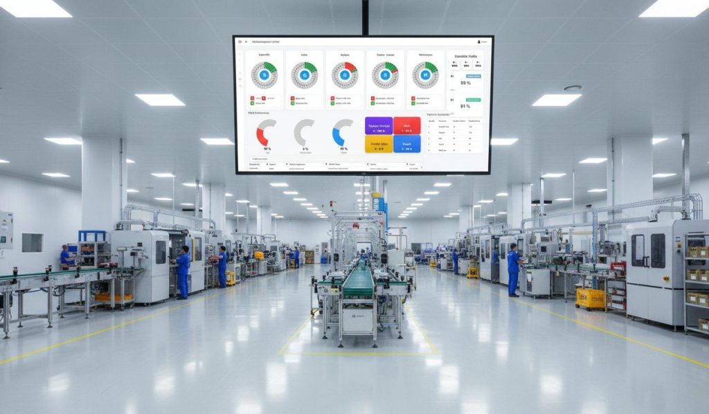 Üretim sahasında Gemba Digital ana performans panosu