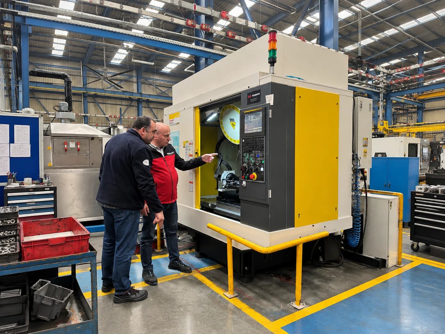 Gemba Partner team conducting a quality control review on the shop floor