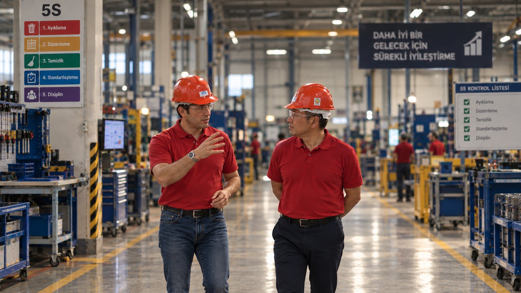 Gemba Partner ve Yamazaki Tetsuya, fabrika sahasında sürekli iyileştirme yürüyüşünde