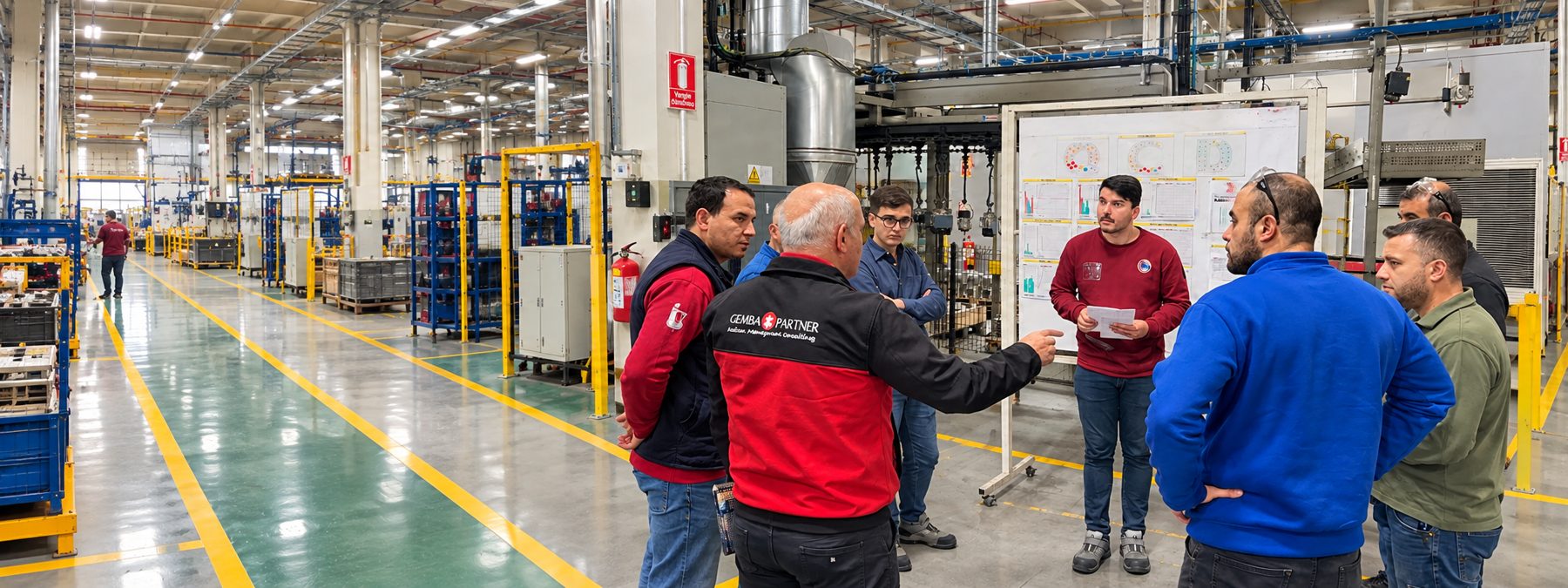 Interim operations management, Gemba Partner consultants on the production floor
